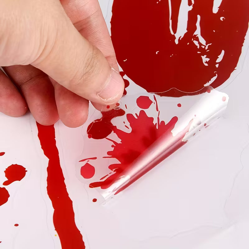 Halloween Window Clings 8 Sheets of Blood Hand & Foot Print Decals