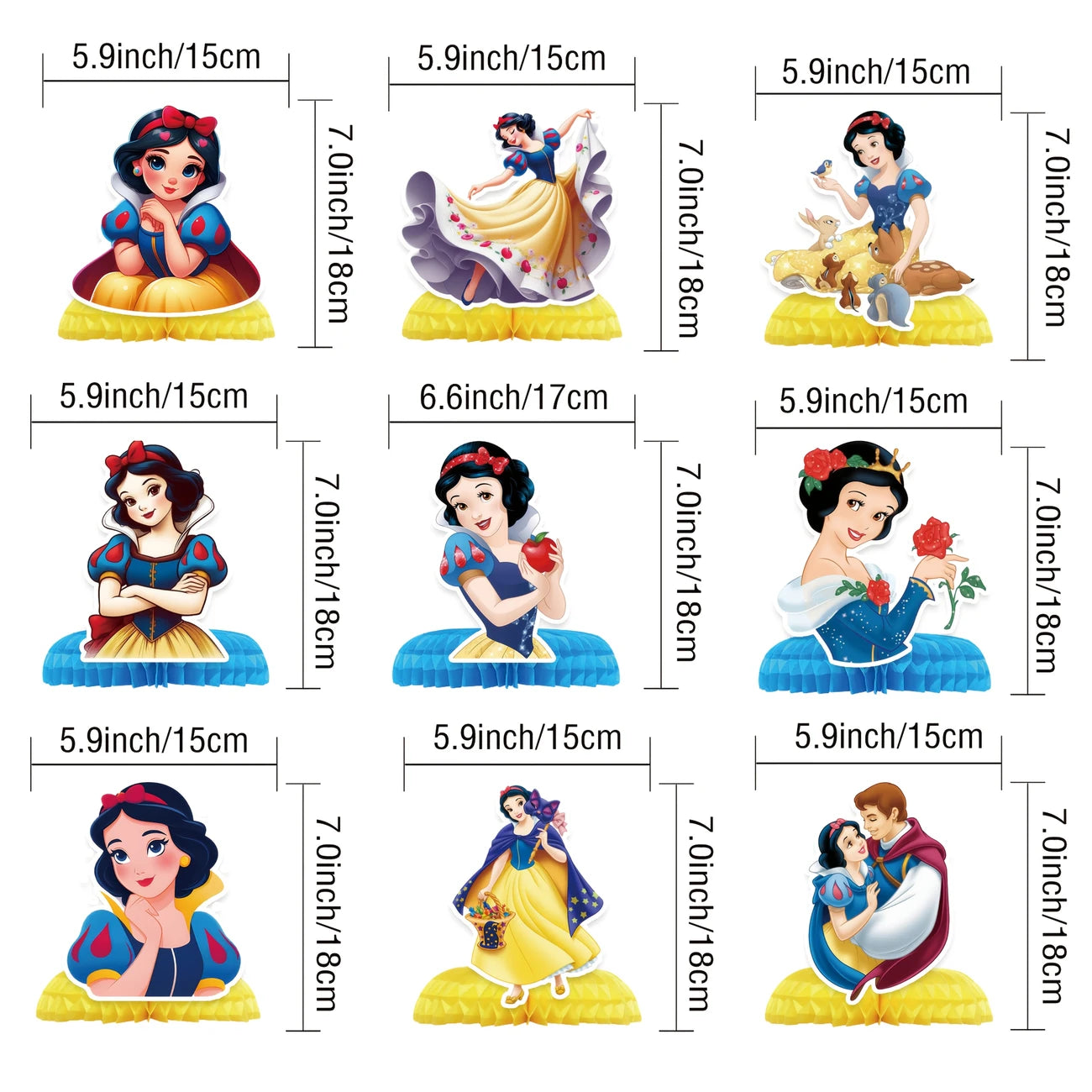 Snow White Honeycomb Decorations Pack of 9