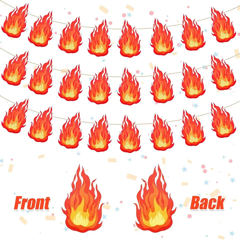Firefighter-Themed Party Banner with Realistic Flame Design