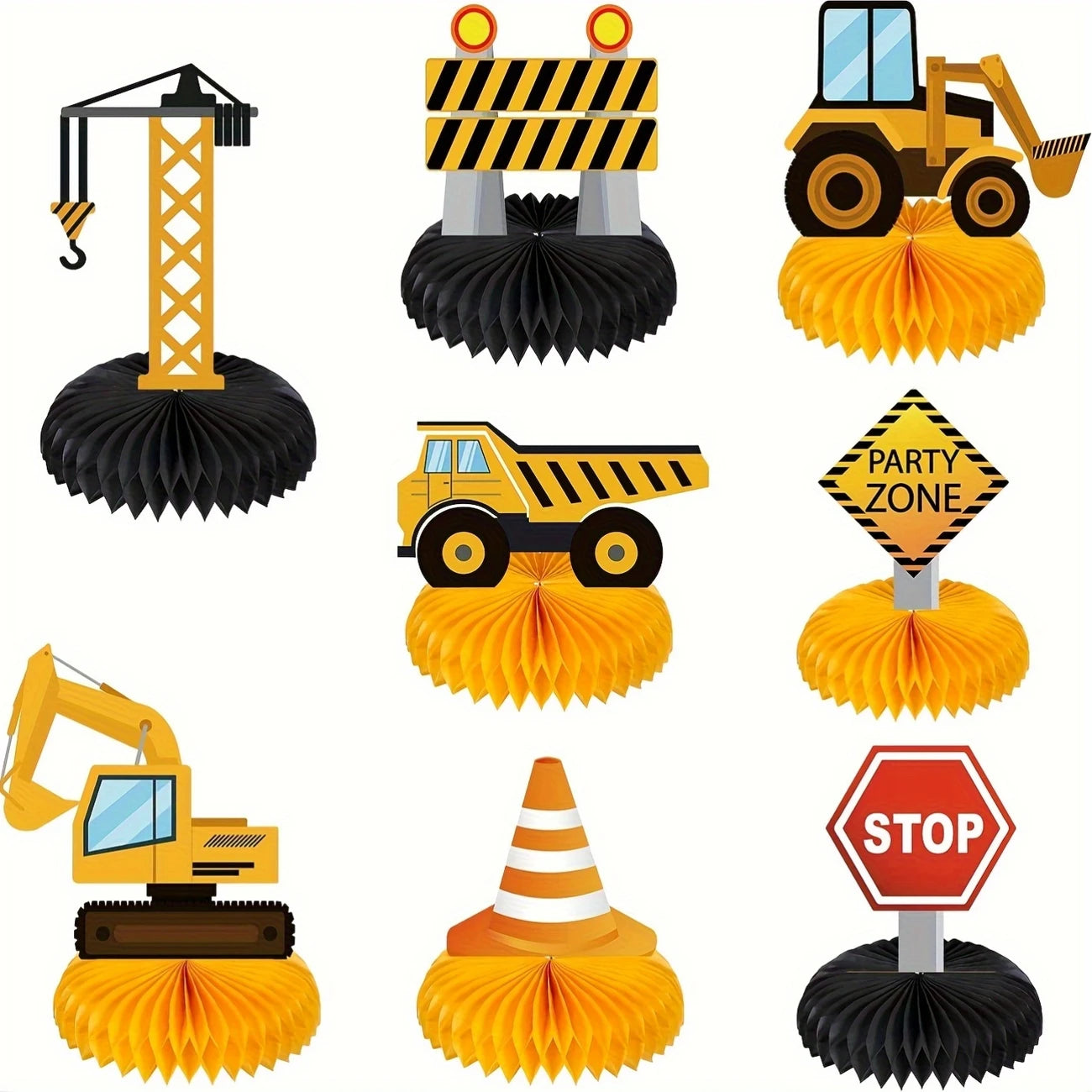 Construction Party Honeycomb Table Decor Pack of 8