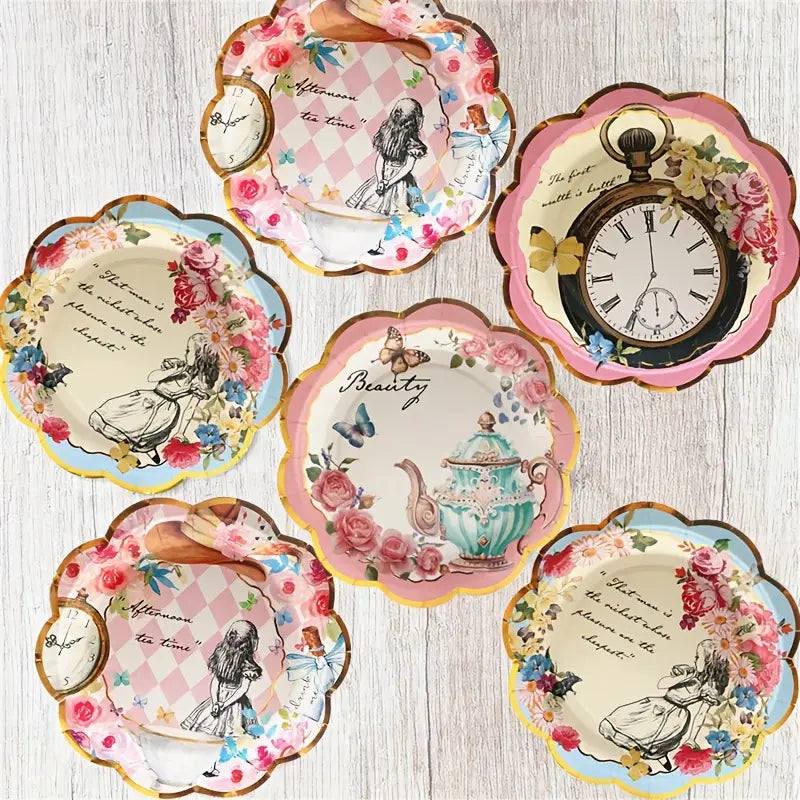 Alice in Wonderland Vintage Dessert Paper Plates Pack of 12