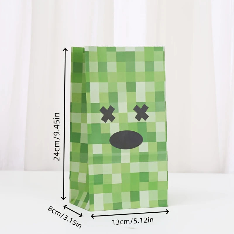 Minecraft Pixel Paper Gift Bags with Stickers Pack of 12