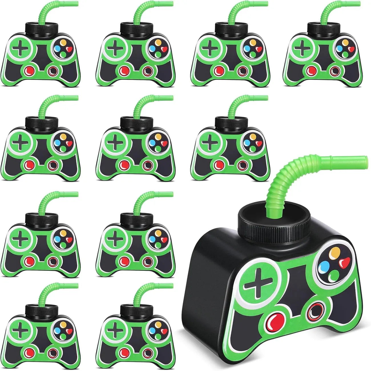 Gamer Party Cups with Straws & Lids