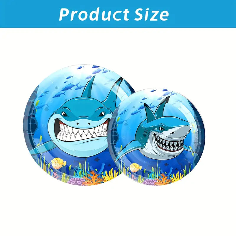 Shark Themed Tableware Party Set for 10 Guests