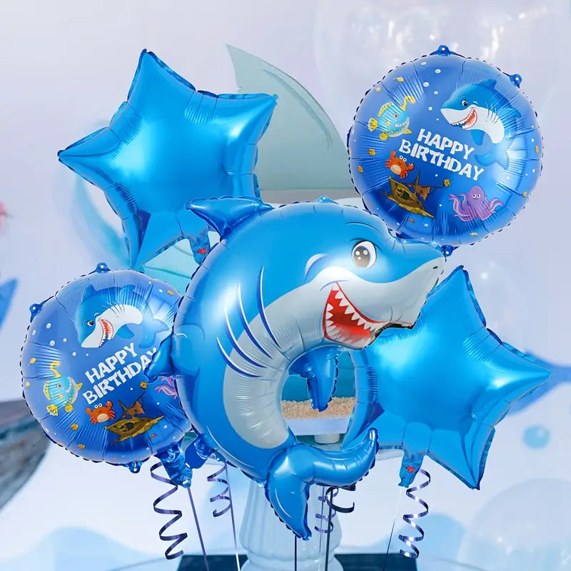 Shark Balloon Birthday Set Pack of 5
