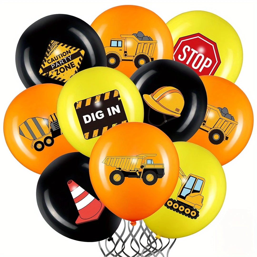 Construction Latex Balloons Pack of 18