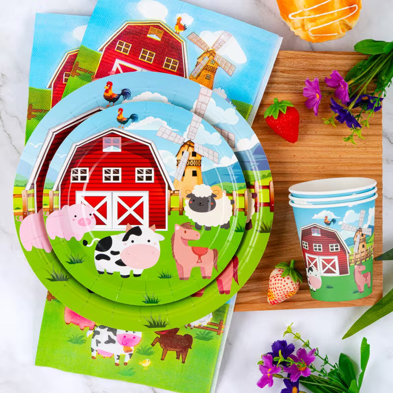 Farm Party Tableware Set for 10 Guests