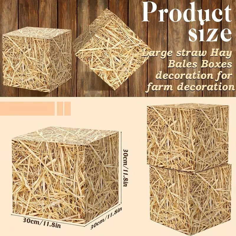 Rustic Farmhouse Hay Bale Card Boxes Pack of 6