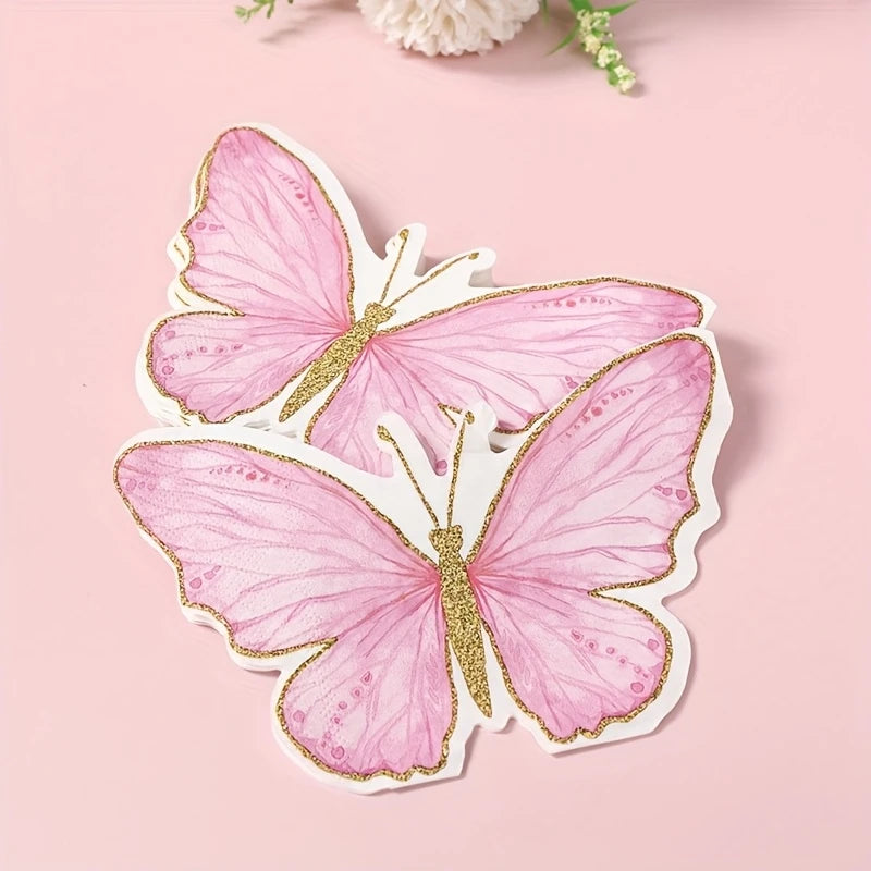 Pink Butterfly Paper Napkins Pack of 20
