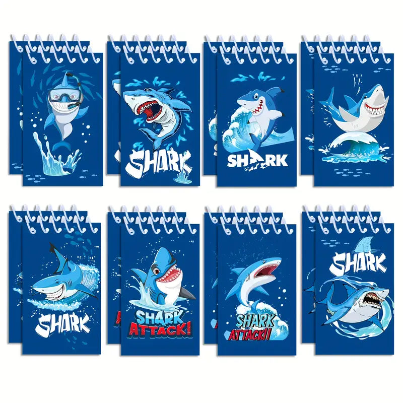 Blue Shark Sea Animal Spiral Pocket Notebooks Pack of 8