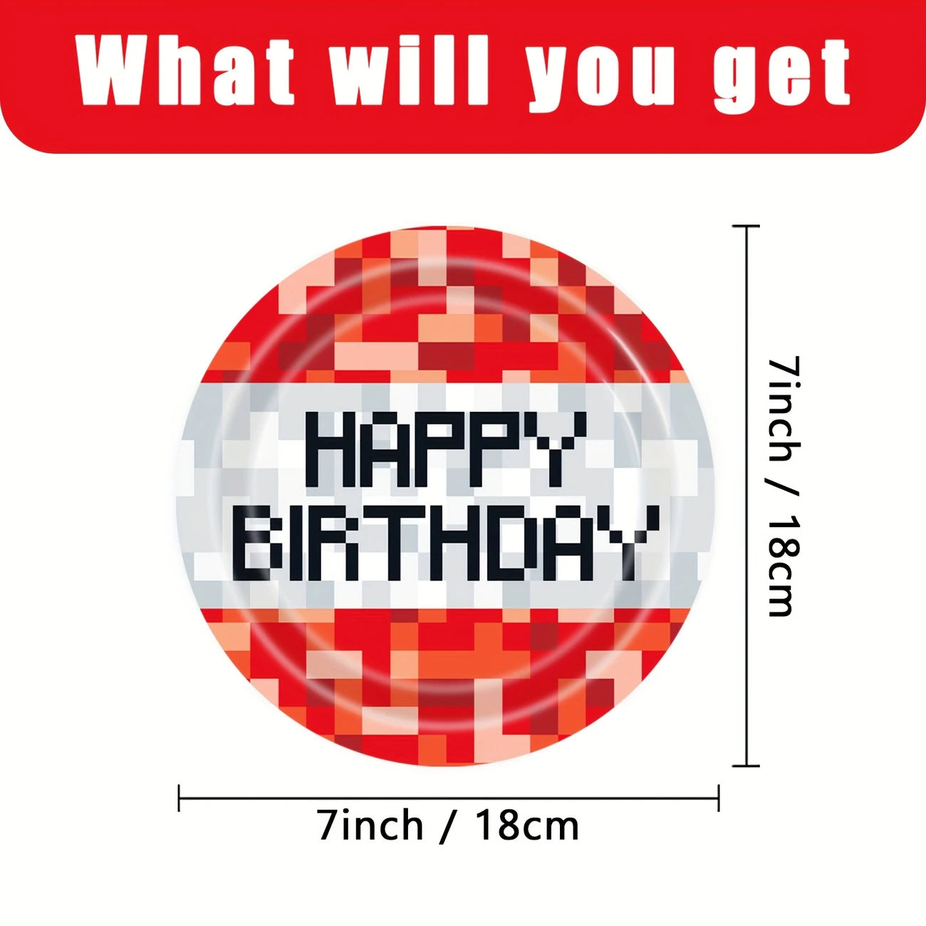 Minecraft Pixel Happy Birthday Dessert Paper Plates Pack of 10