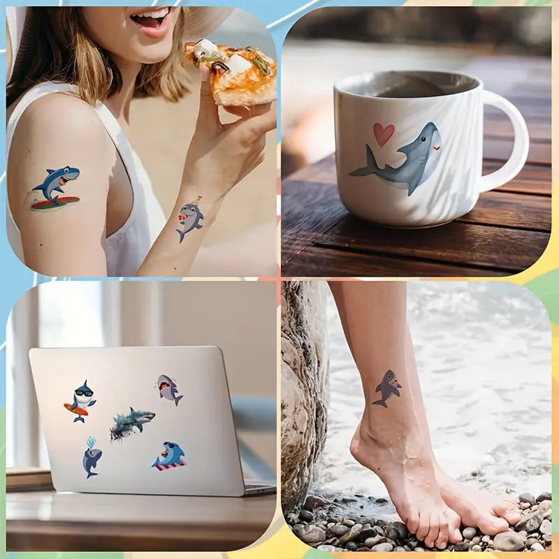 Cute Shark Temporary Tattoo Stickers Pack of 12 sheets