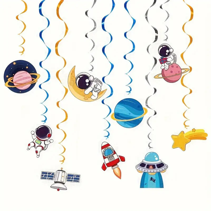 Astronaut & Space-Themed Party Hanging Decorations Pack of 9