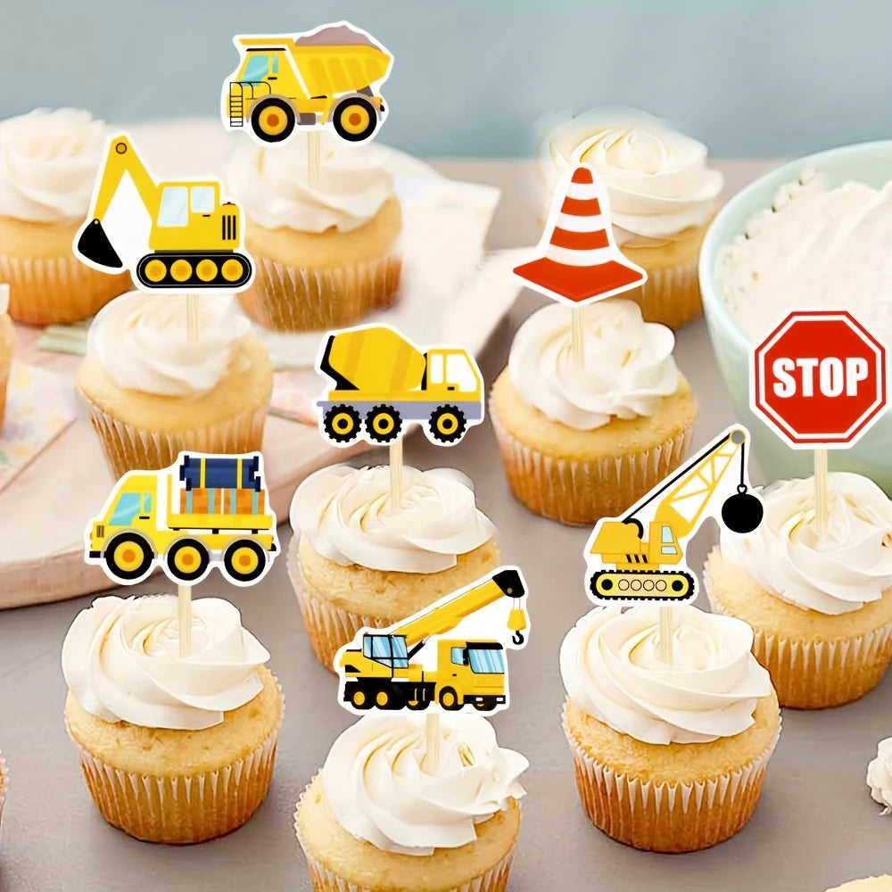 Construction Cupcake Toppers Pack of 16