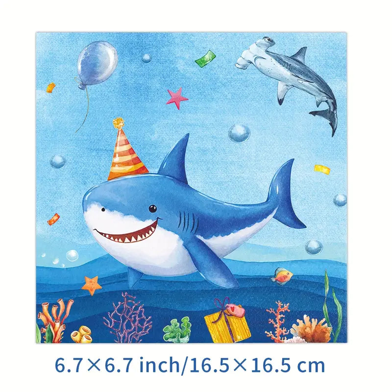 Shark Party Supplies Set For 10 Guests