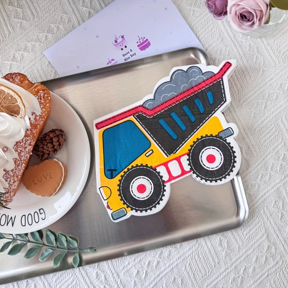 Dump Truck Shaped Excavator Paper Napkin Pack of 20