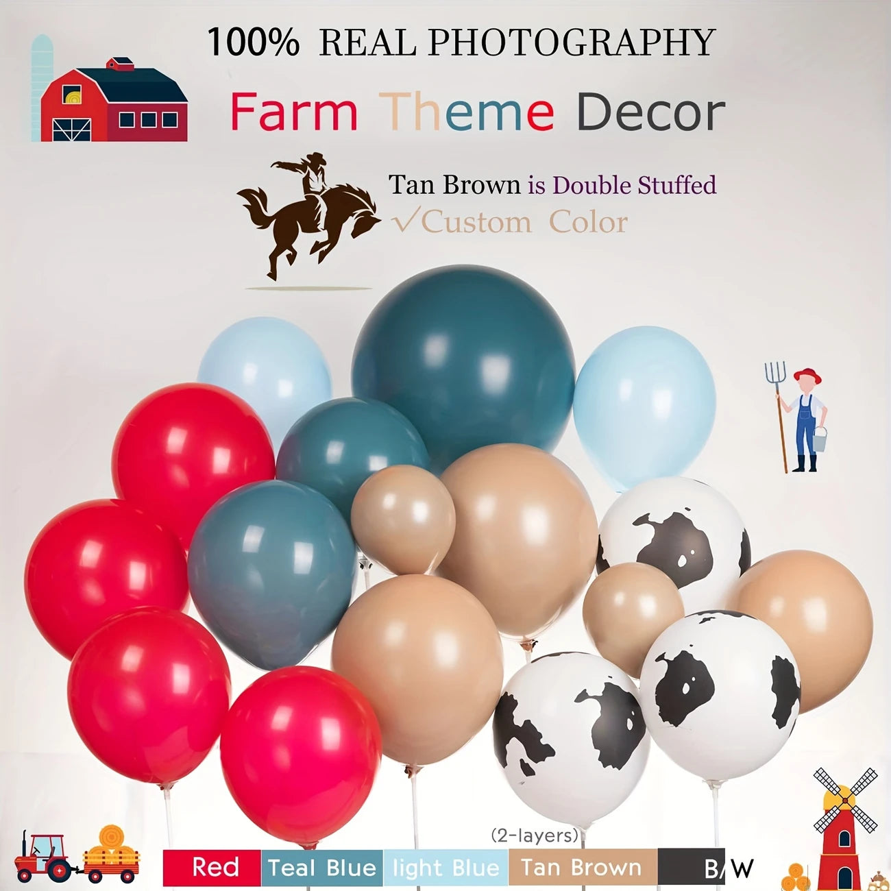 Farm Blue Red Balloon Garland Arch Set