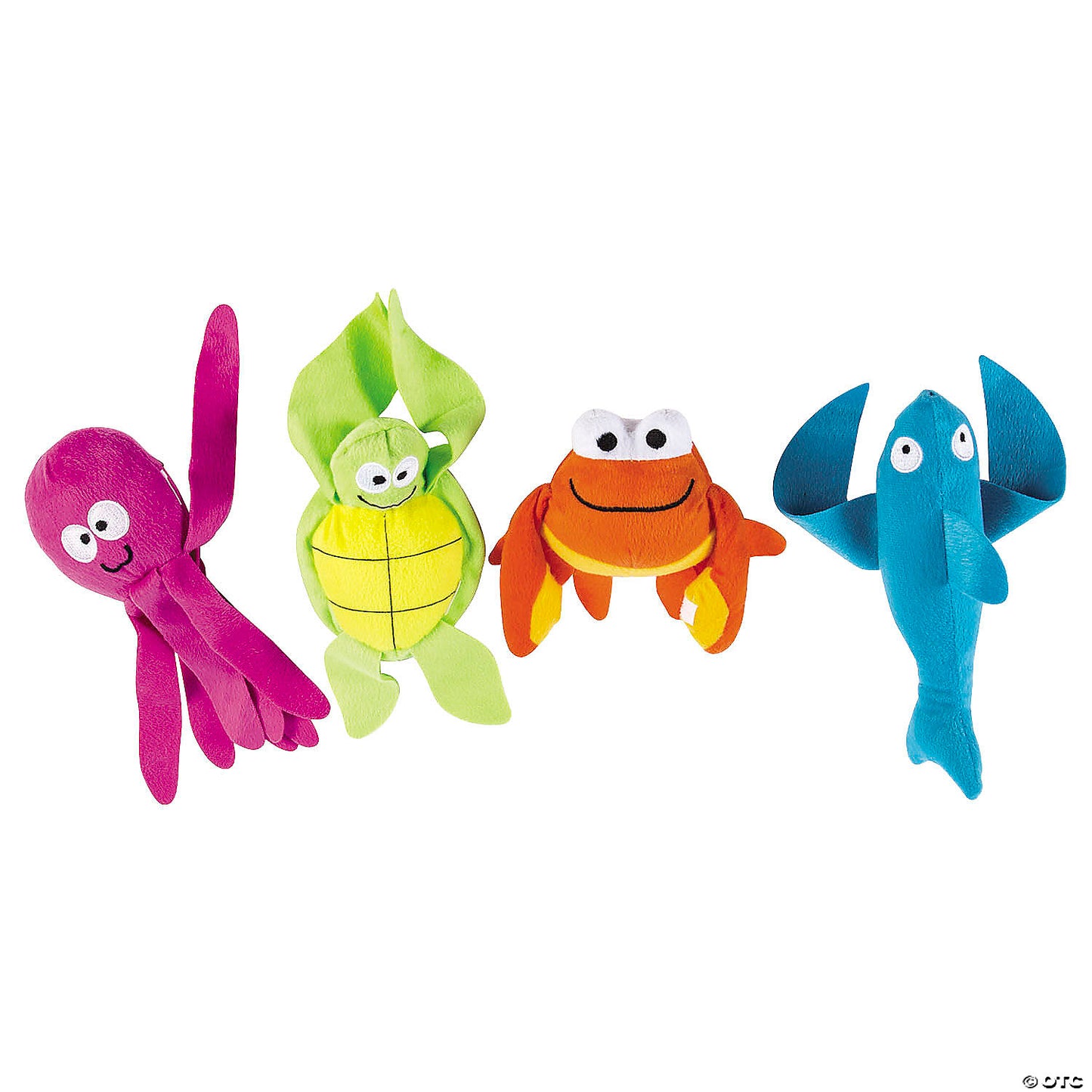 Long Arm Purple, Green, Orange & Blue Stuffed Sea Creatures Pack of 4