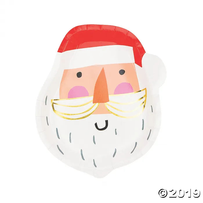 Santa Claus Christmas Dessert Paper Plates Pack of 8