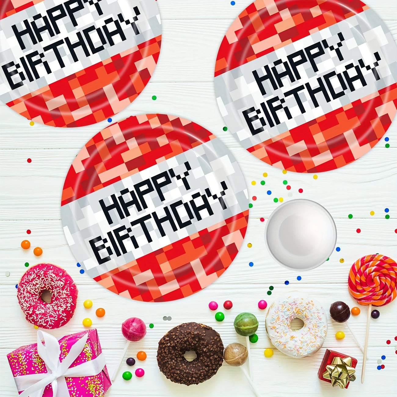 Minecraft Pixel Happy Birthday Dessert Paper Plates Pack of 10