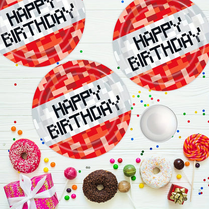 Minecraft Pixel Happy Birthday Dessert Paper Plates Pack of 10