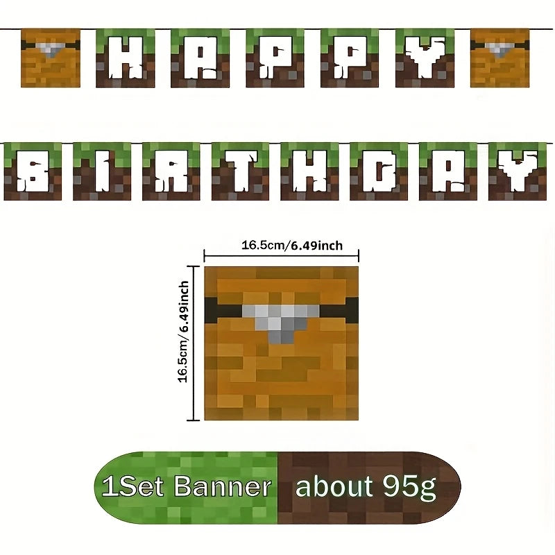 Minecraft Happy Birthday Paper Banner