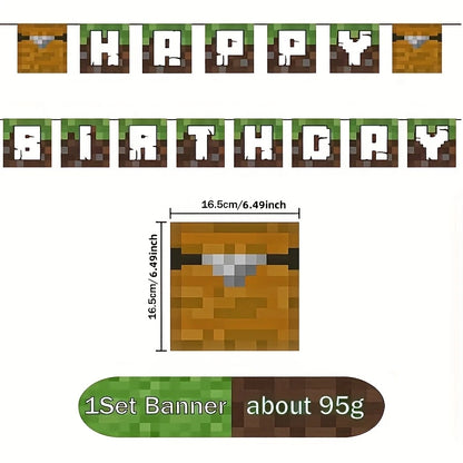 Minecraft Happy Birthday Paper Banner