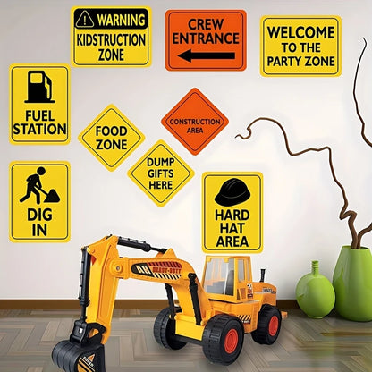 Construction Warning Paper Card Signs Pack of 12