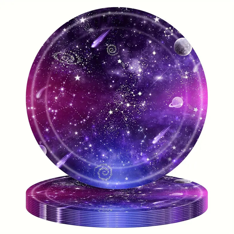 Space Galaxy Theme Party Tableware Set for 24 Guests