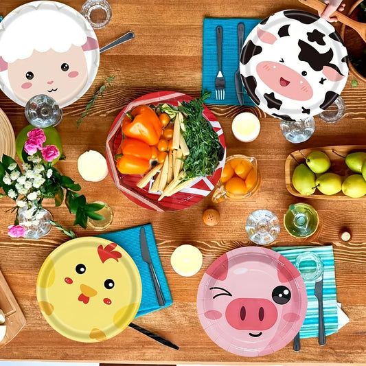 Farm Animal Themed Disposable Paper Dessert Plates Pack of 6