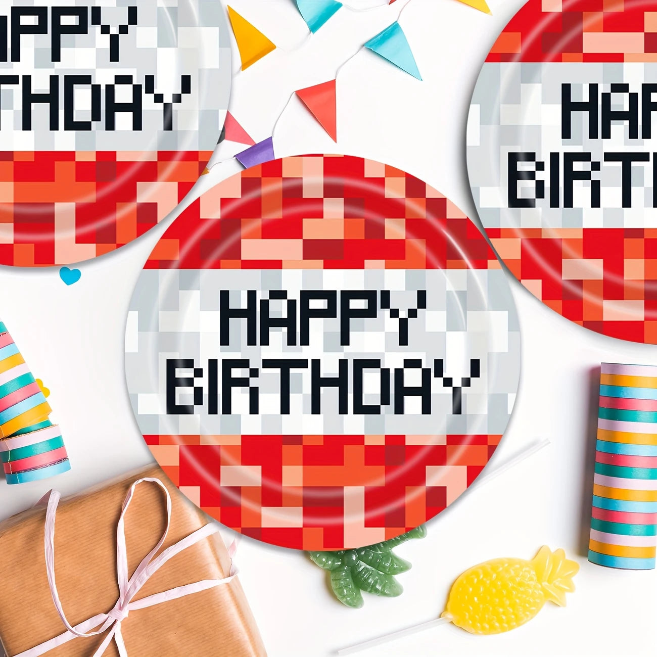 Minecraft Pixel Happy Birthday Dessert Paper Plates Pack of 10