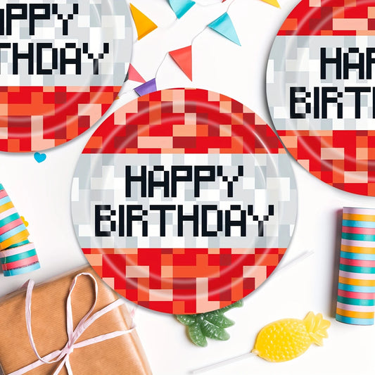 Minecraft Pixel Happy Birthday Dessert Paper Plates Pack of 10