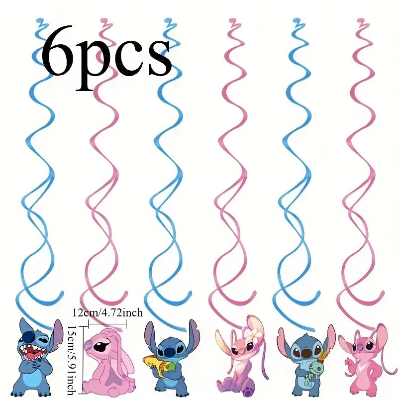 Stitch and Angel Swirl Hanging Decorations Pack of 6