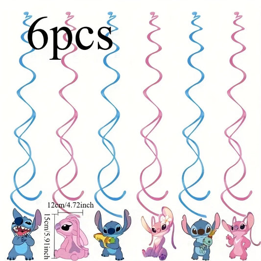 Stitch and Angel Swirl Hanging Decorations Pack of 6