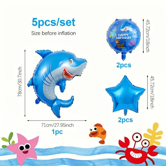 Shark Balloon Birthday Set Pack of 5