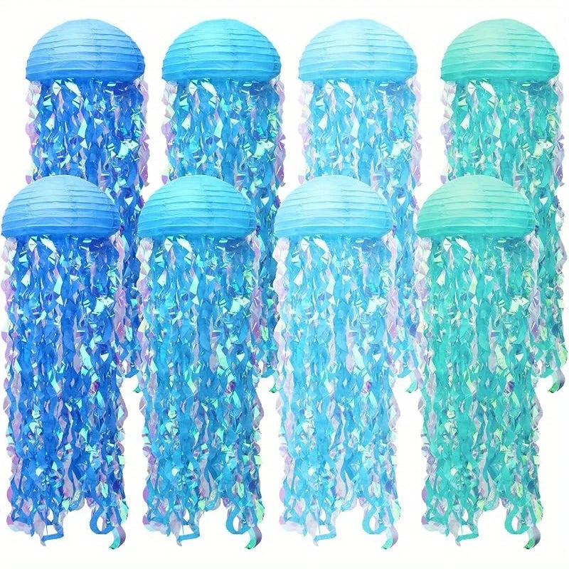 Jellyfish Lanterns for Under The Sea & Mermaid Party Decor Pack of 8