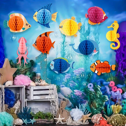 Tropical Fish Honeycomb Hanging Decorations Pack of 10