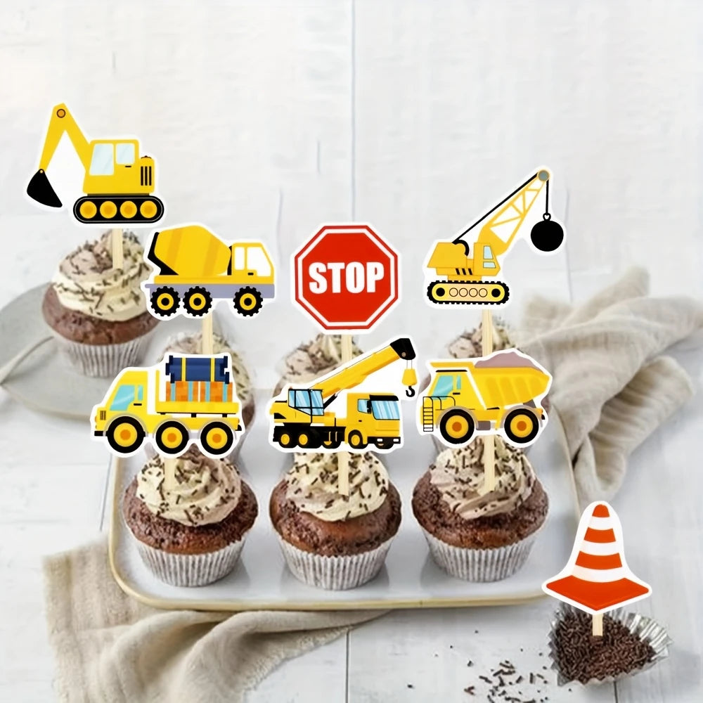 Construction Cupcake Toppers Pack of 16