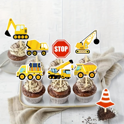 Construction Cupcake Toppers Pack of 16