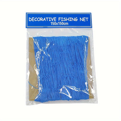Vibrant Teal Blue Fish Net Decoration