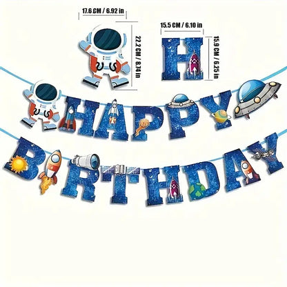 Astronaut Space Happy Birthday Paper Banner