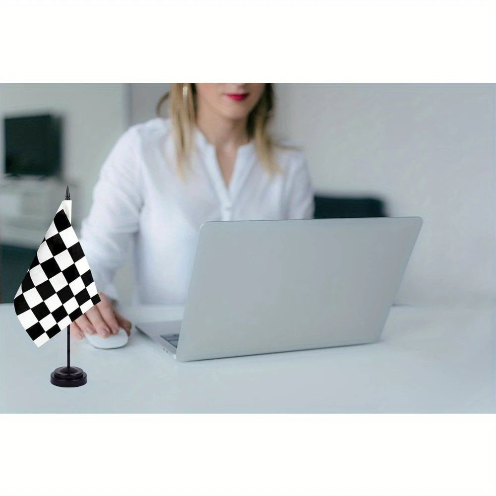 Checkered Black and White Racing Flag Table Decor Set of 2