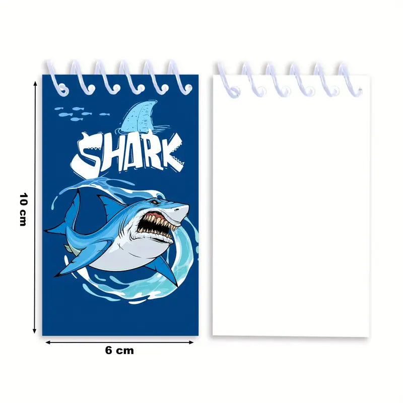 Blue Shark Sea Animal Spiral Pocket Notebooks Pack of 8