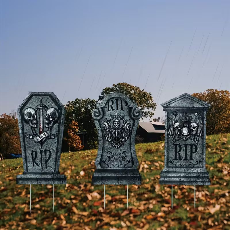 Halloween Tombstone Yard Stakes Pack of 3
