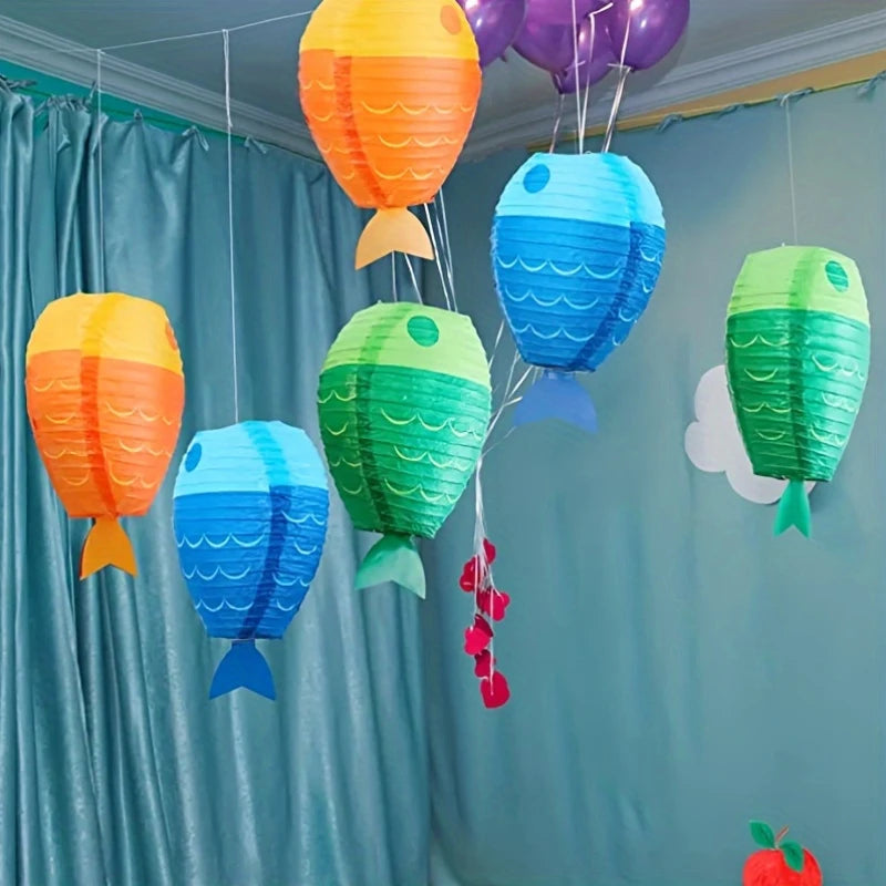 Fish-Shaped Ocean-Themed Paper Lanterns Pack of 6