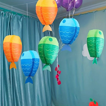Fish-Shaped Ocean-Themed Paper Lanterns Pack of 6