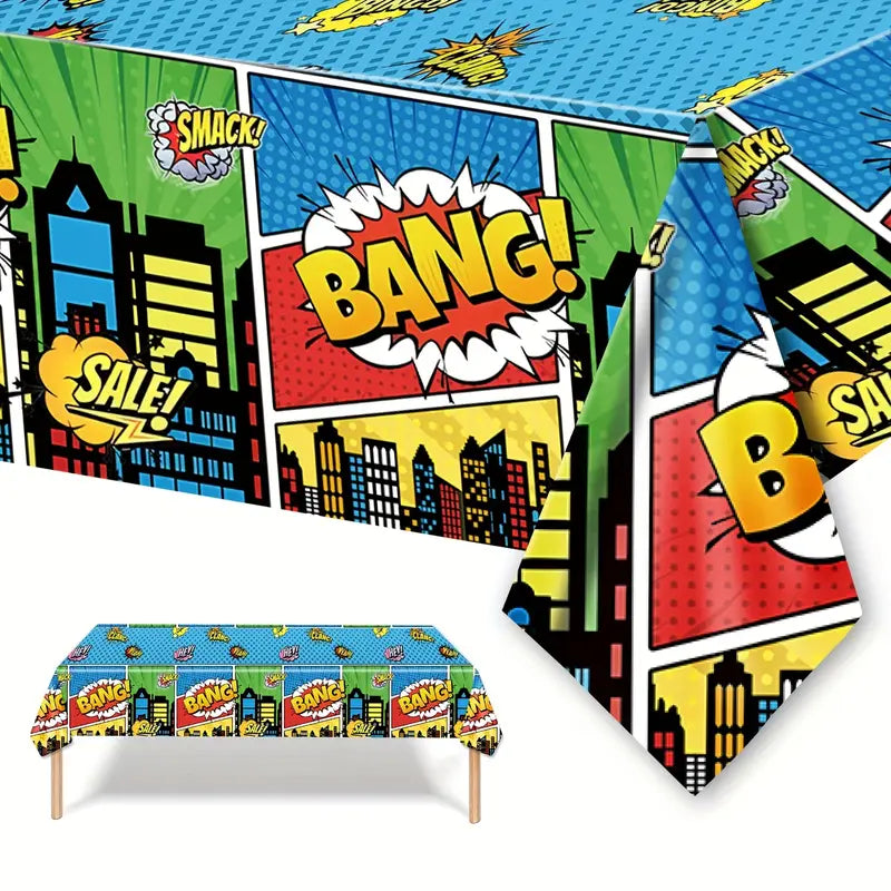 Superhero Themed Plastic Tablecloth