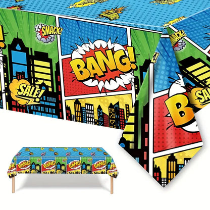 Superhero Themed Plastic Tablecloth