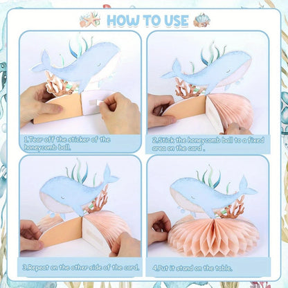 Ocean Sea Animals Honeycomb Decorations Pack of 8