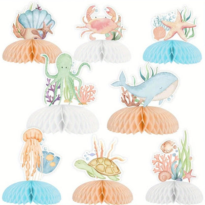 Ocean Sea Animals Honeycomb Decorations Pack of 8